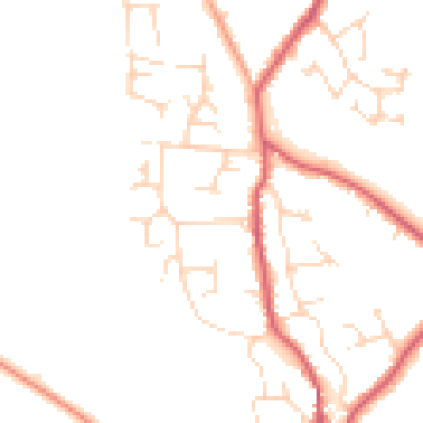 Daytime road noise heatmap for CB25 0HE