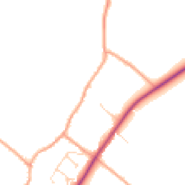Daytime road noise heatmap for CB25 0HU