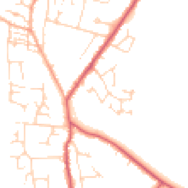 Daytime road noise heatmap for CB25 0JE