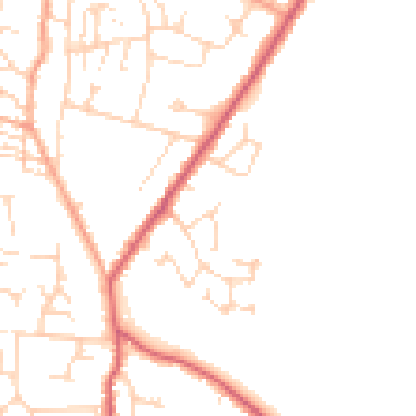 Daytime road noise heatmap for CB25 0JL