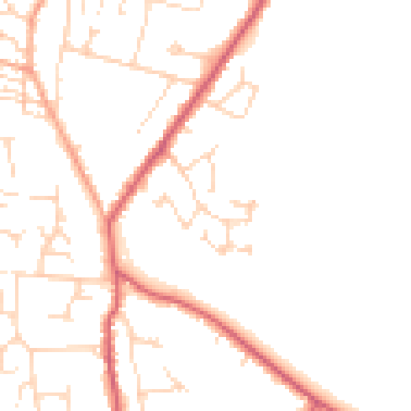 Daytime road noise heatmap for CB25 0JP