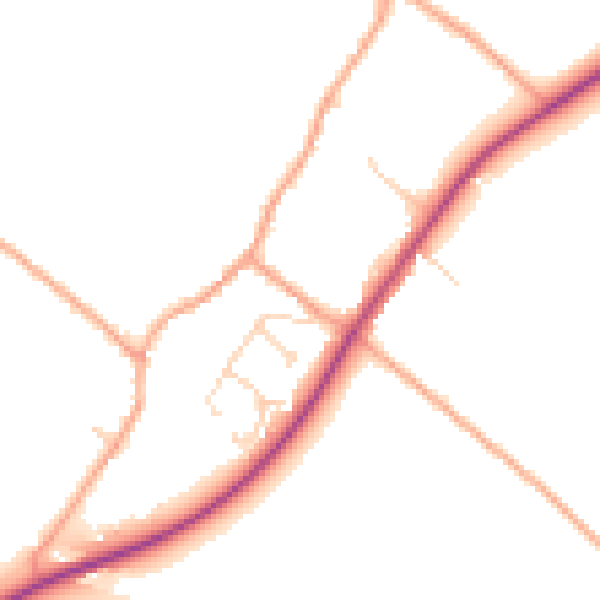 Daytime road noise heatmap for CB25 0JS