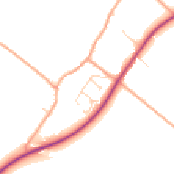 Daytime road noise heatmap for CB25 0JT