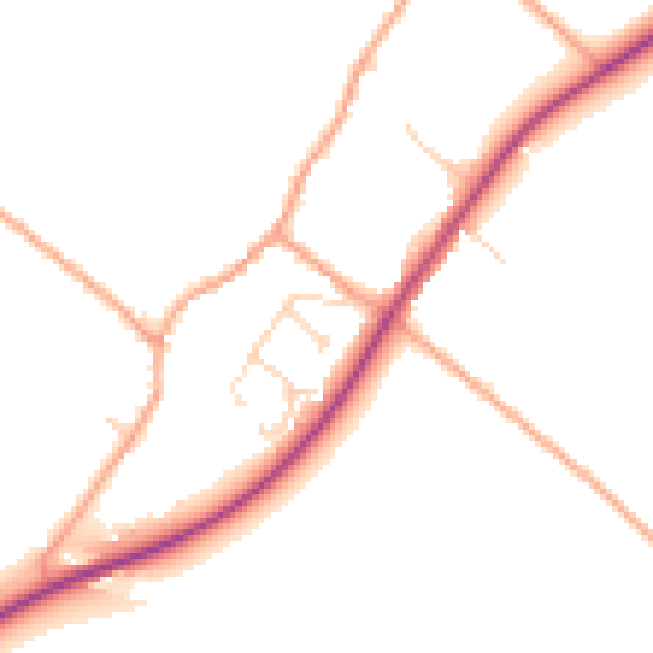 Daytime road noise heatmap for CB25 0JU