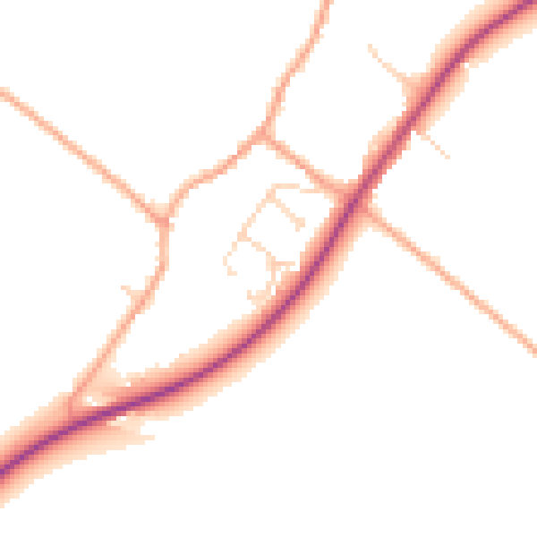 Daytime road noise heatmap for CB25 0JX