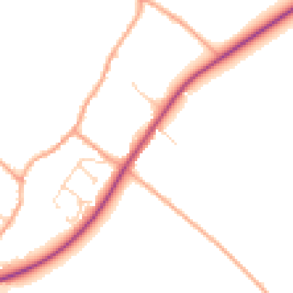 Daytime road noise heatmap for CB25 0JZ