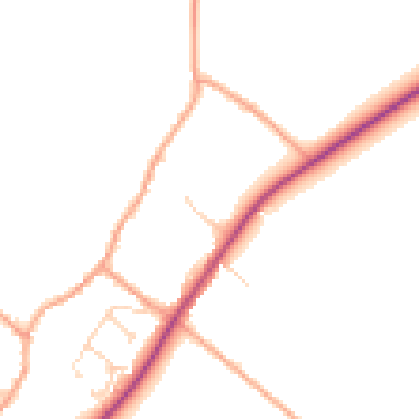 Daytime road noise heatmap for CB25 0LB