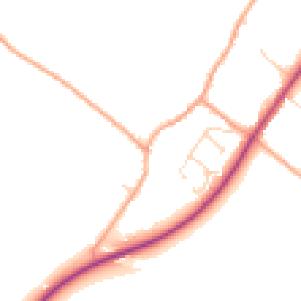 Daytime road noise heatmap for CB25 0LD
