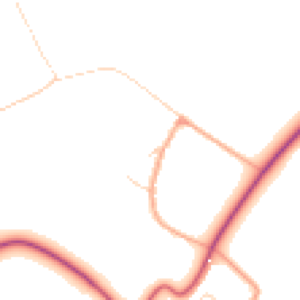 Daytime road noise heatmap for CB25 0NG