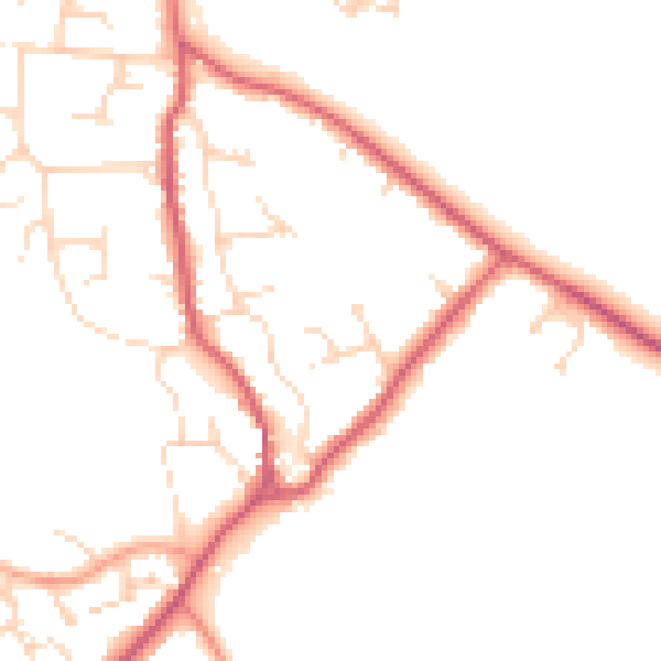 Daytime road noise heatmap for CB25 0RA