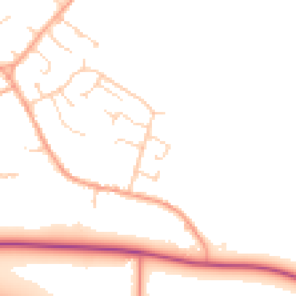 Daytime road noise heatmap for CB25 9BE