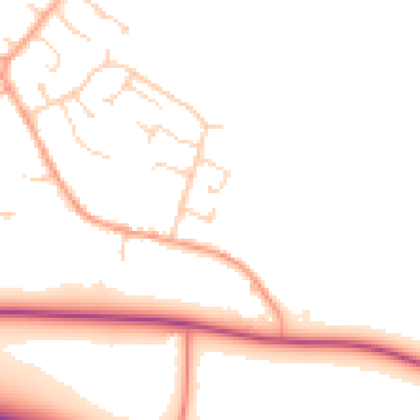 Daytime road noise heatmap for CB25 9BQ