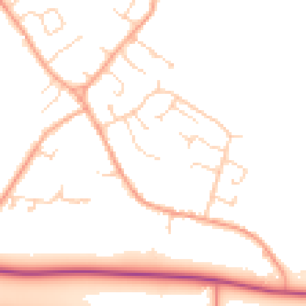 Daytime road noise heatmap for CB25 9DD