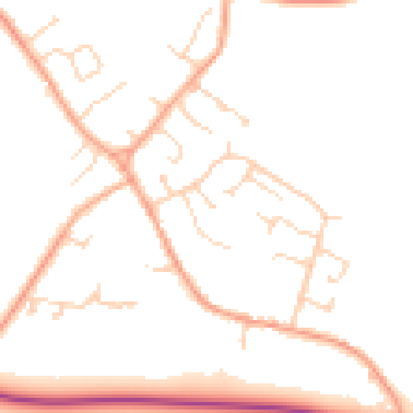 Daytime road noise heatmap for CB25 9DE