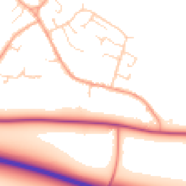 Daytime road noise heatmap for CB25 9EG