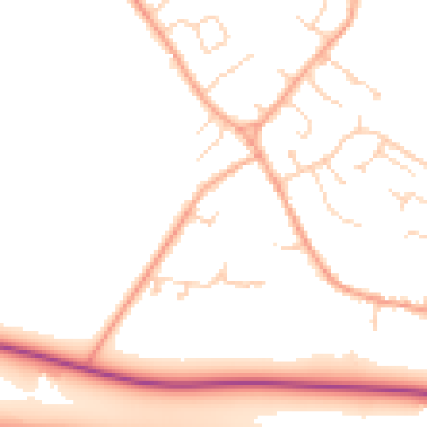 Daytime road noise heatmap for CB25 9EQ