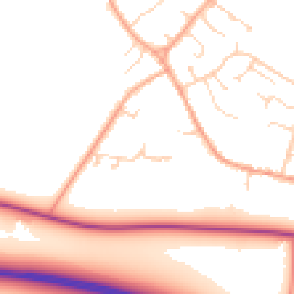 Daytime road noise heatmap for CB25 9FP
