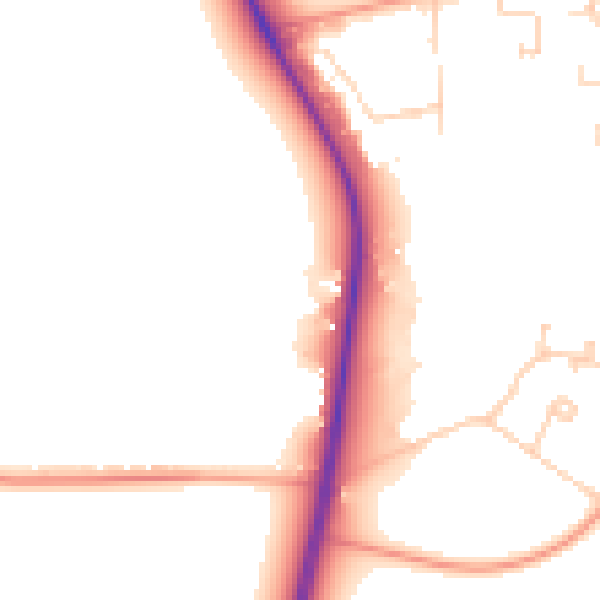 Daytime road noise heatmap for CB25 9NW