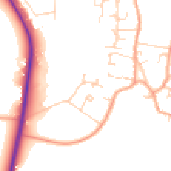 Daytime road noise heatmap for CB25 9RJ