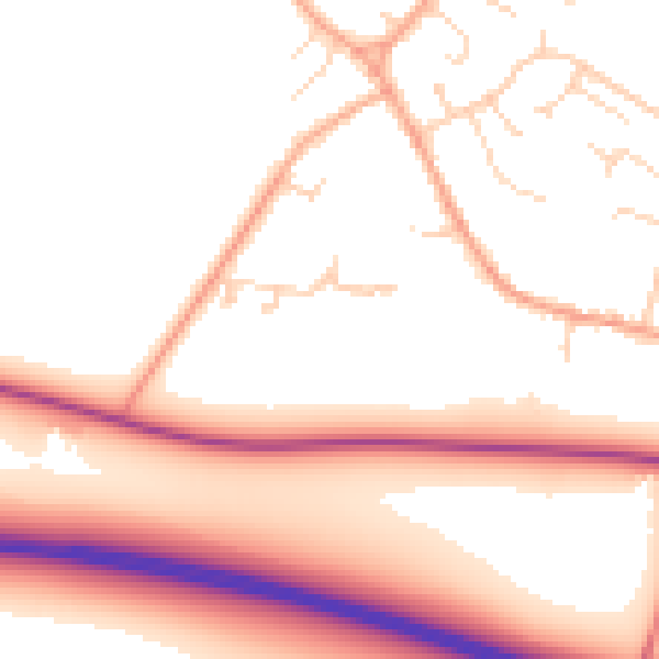 Daytime road noise heatmap for CB25 9SA