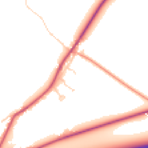 Daytime road noise heatmap for CB25 9SR
