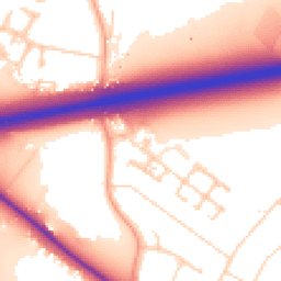 Daytime road noise heatmap for CB3 0FW
