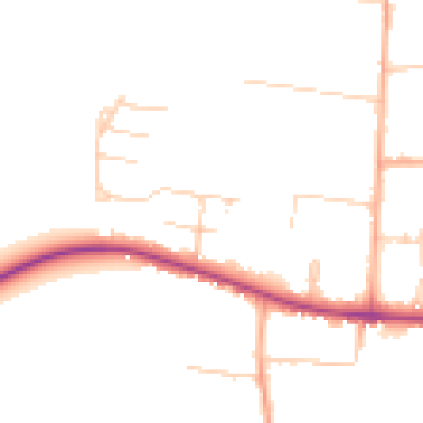 Daytime road noise heatmap for CB3 9LR