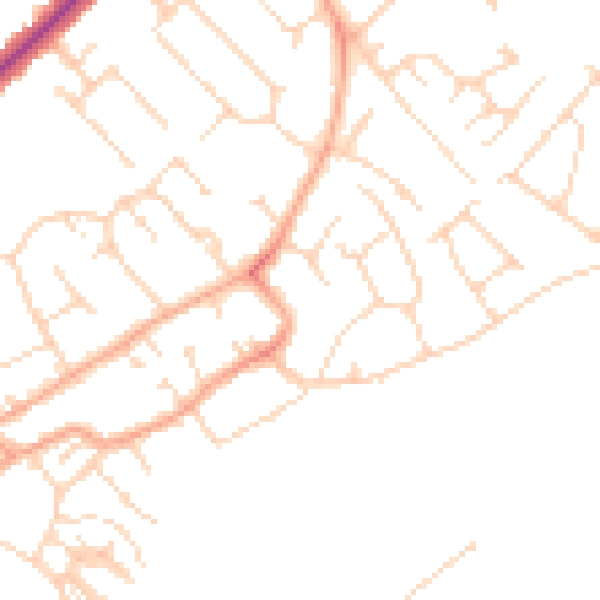 Daytime road noise heatmap for CB4 1RL