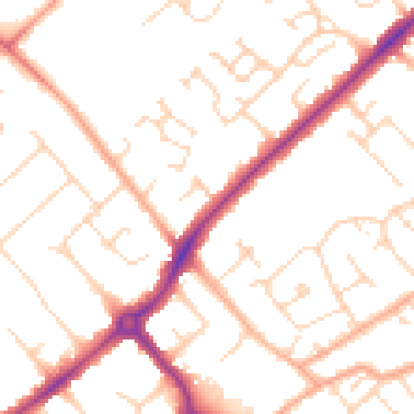 Daytime road noise heatmap for CB4 1XW