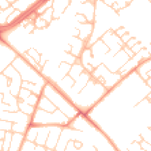 Daytime road noise heatmap for CB4 2SA