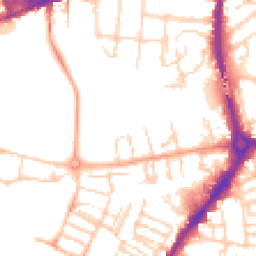 Daytime road noise heatmap for CB5 8DJ
