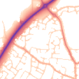Daytime road noise heatmap for CB6 3AJ