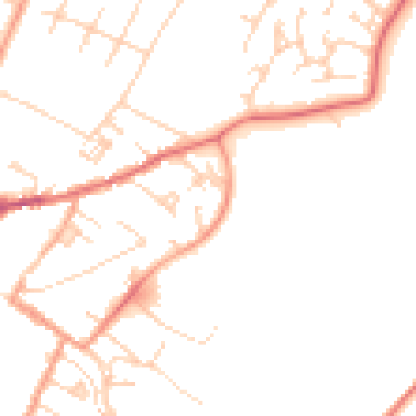 Daytime road noise heatmap for CB7 4AD