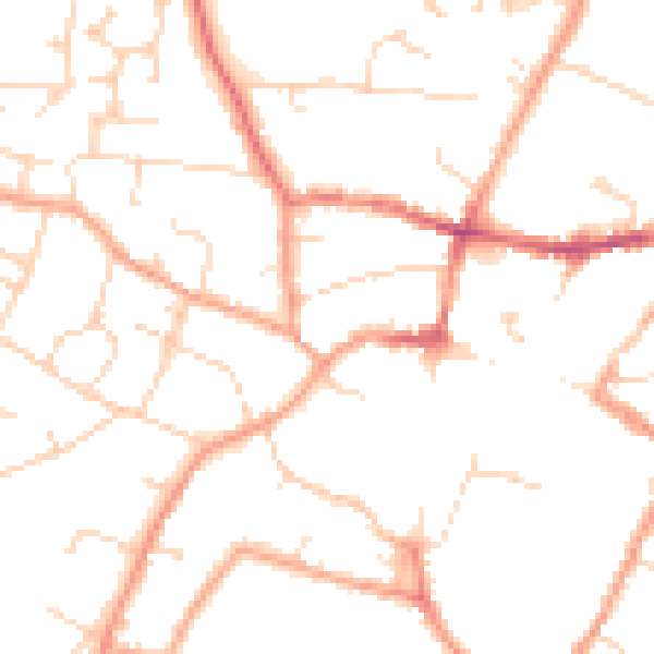 Daytime road noise heatmap for CB7 4AL