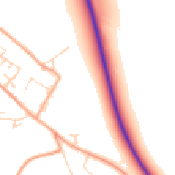 Daytime road noise heatmap for CB7 6AJ