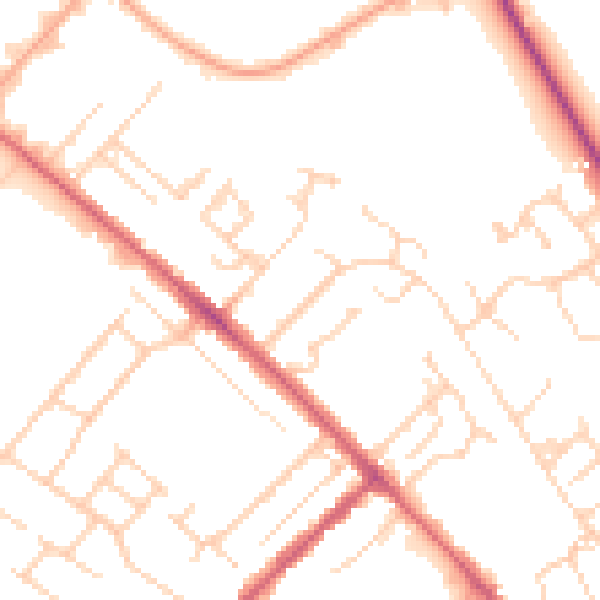 Daytime road noise heatmap for CB8 0AQ