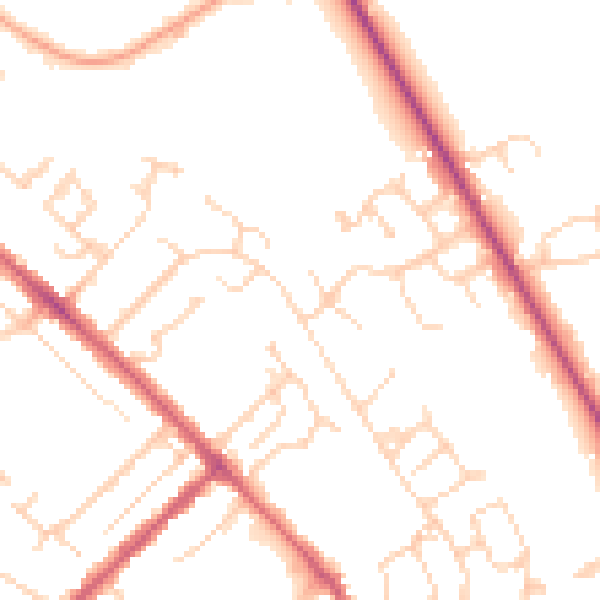 Daytime road noise heatmap for CB8 0BQ