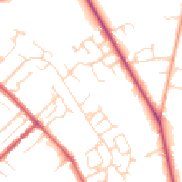 Daytime road noise heatmap for CB8 0BX