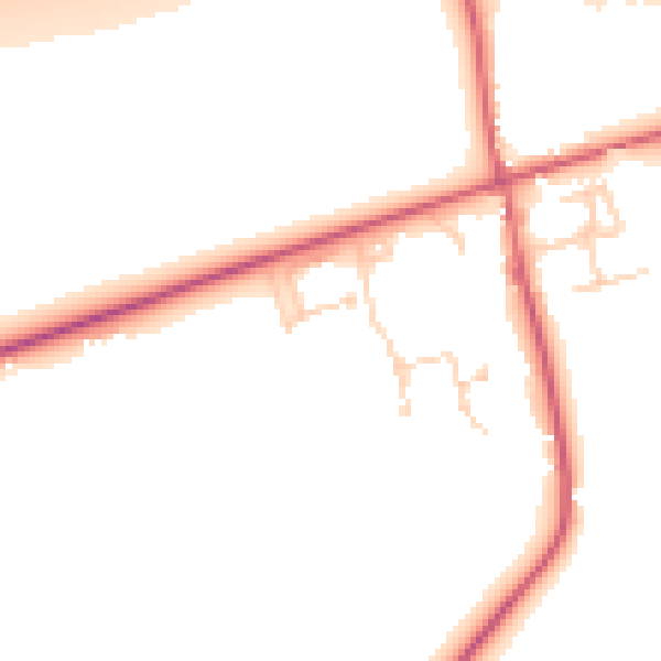 Daytime road noise heatmap for CB8 7RJ