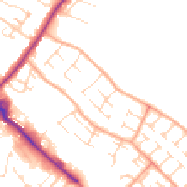 Daytime road noise heatmap for CB9 0AP