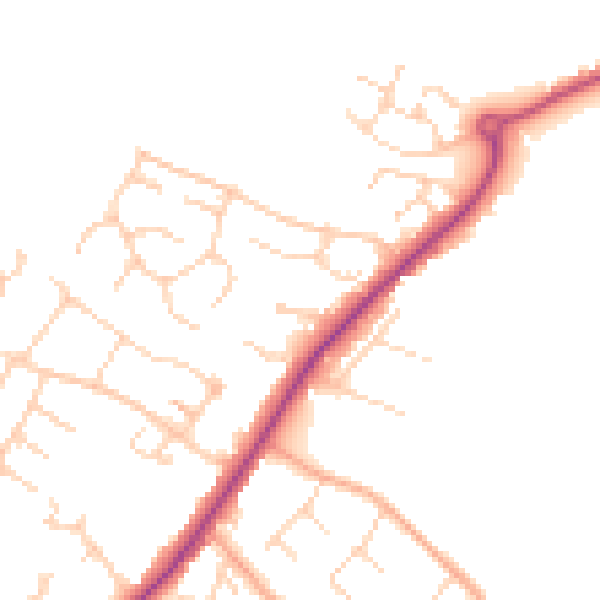 Daytime road noise heatmap for CB9 0DF