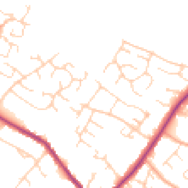 Daytime road noise heatmap for CB9 0DR