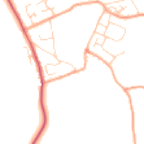 Daytime road noise heatmap for CB9 7NE