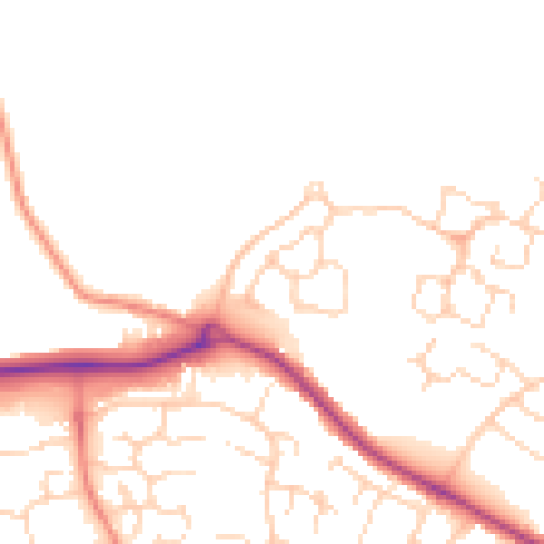 Daytime road noise heatmap for CB9 7RB