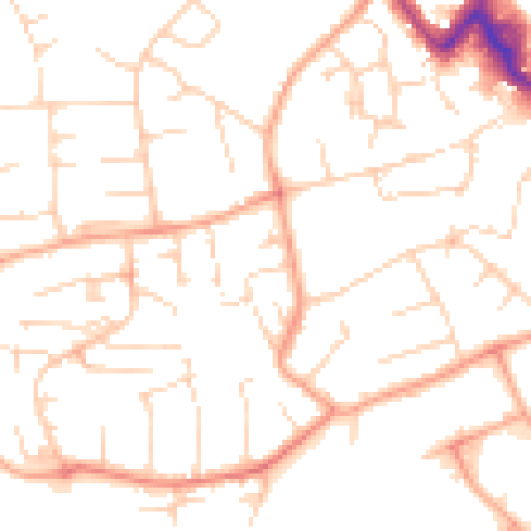 Daytime road noise heatmap for CB9 8HA