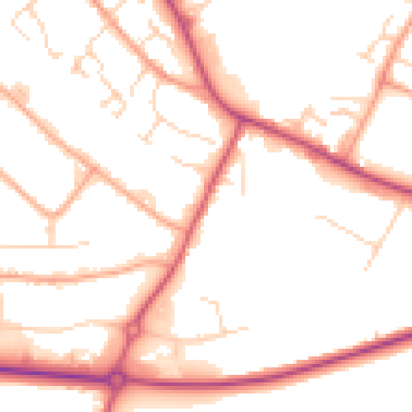 Daytime road noise heatmap for CB9 8QA