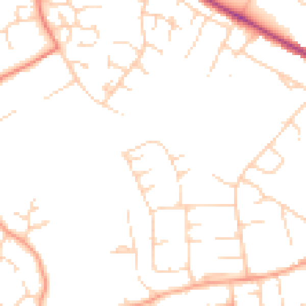 Daytime road noise heatmap for CB9 9BG