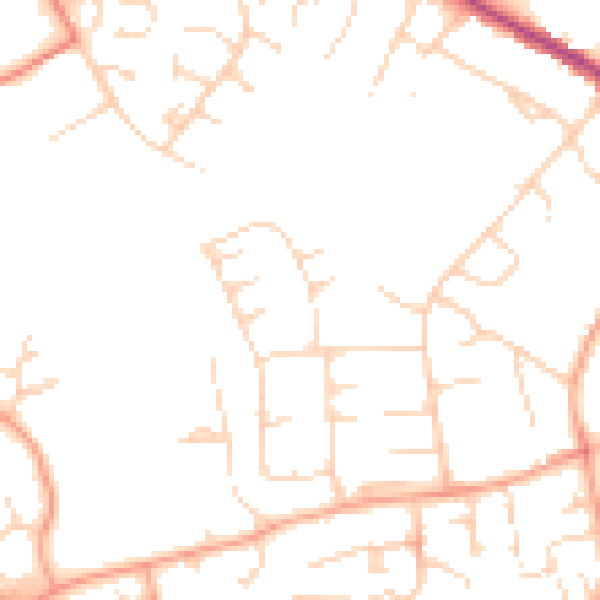 Daytime road noise heatmap for CB9 9BN
