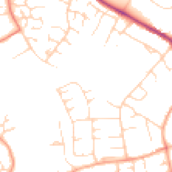 Daytime road noise heatmap for CB9 9BQ