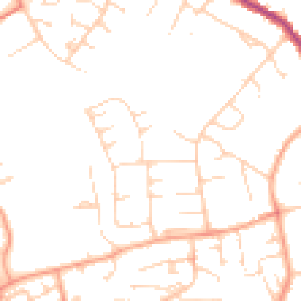 Daytime road noise heatmap for CB9 9BW